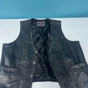 Black Leather Biker Vest